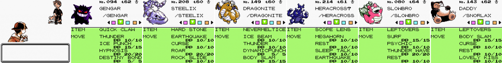 Elite 4 Honeybun's pokemon party