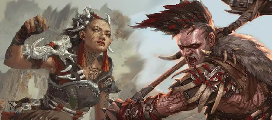 Two battleragers side by side weapons drawn.