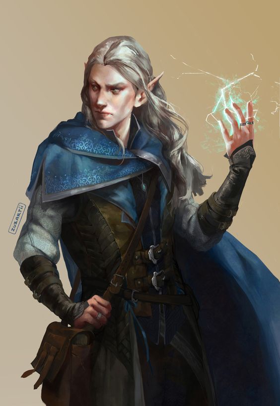 Elven spellcaster summoning teleportation magic, depicting the Fey Teleportation feat in D&D 5e.